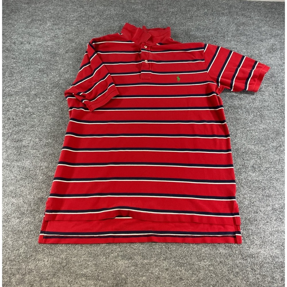Polo Ralph Lauren Men's XLT Tall Polo Shirt Red Striped 100% Cotton Pony Logo
